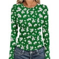 thumbnail image 2 of Sexlip Womens Floral Printed Blouse Long Sleeve Round Neck Design Soft Fabric Relaxed Silhouette for Daily Lounge Green M, 2 of 6
