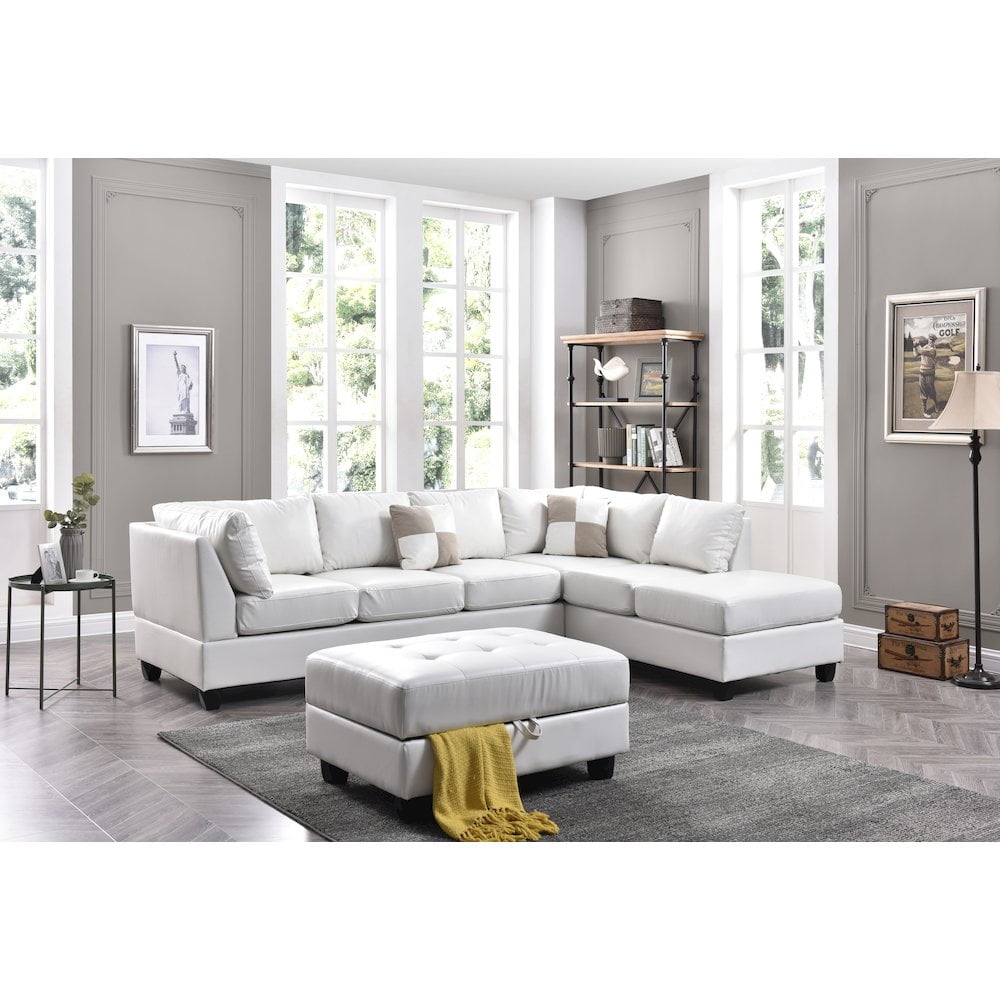 Glory Furniture Malone Sectional in White Color
