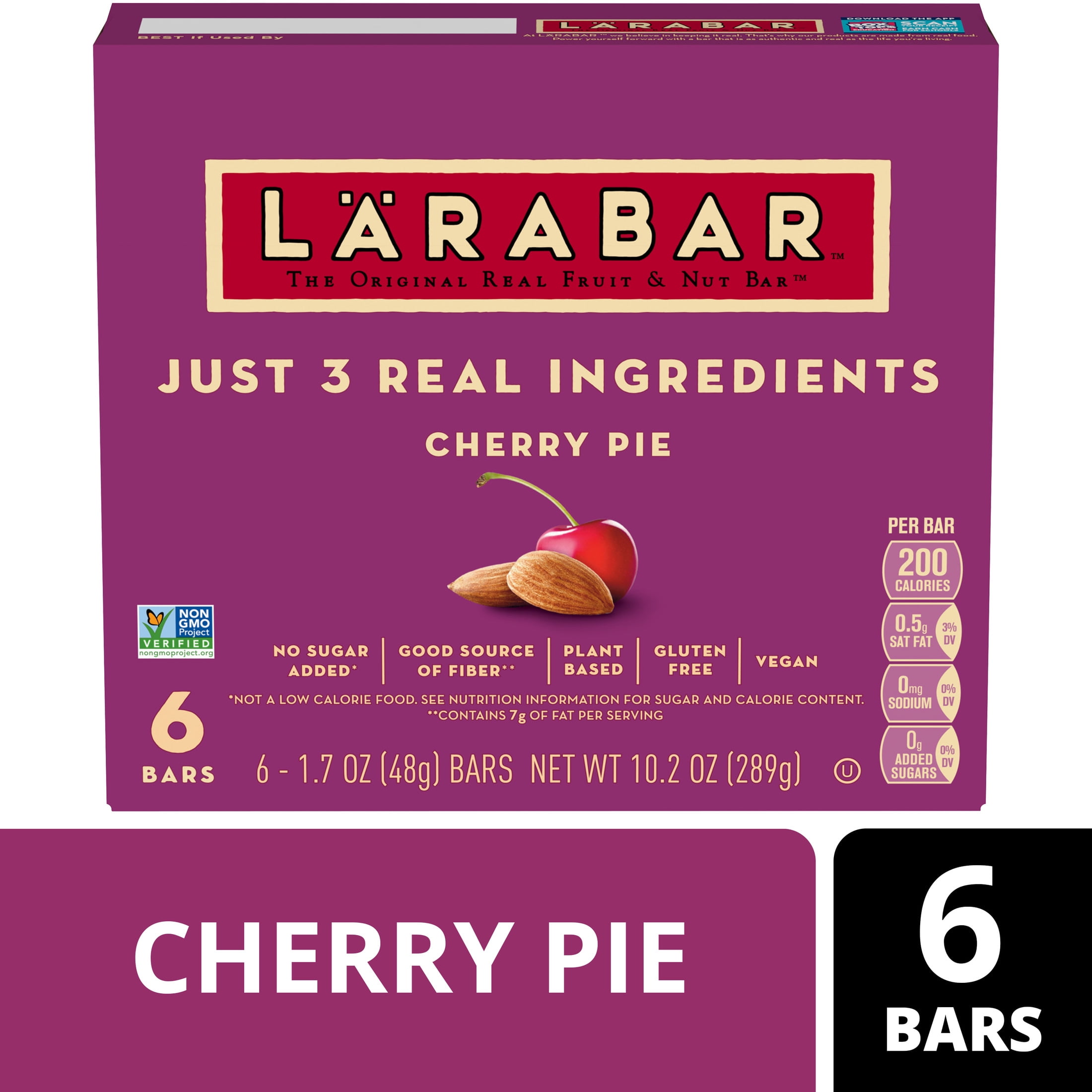 (4 pack) Larabar Cherry Pie Fruit and Nut Bars, Gluten Free and Vegan, 10.2 oz, 6 Count