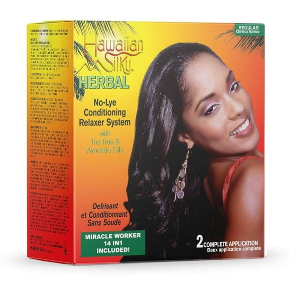Hawaiian Silky Herbal No Lye Regular Relaxer Kit Pack With 2 Applications