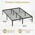 thumbnail image 2 of LEVELEVE Premium Full Size Bed Frame 14 Inch - Reinforced Metal Platform Bed with Strong Load-Bearing, Under Bed Clearance for Storage, No Box Spring Needed, Quick & Easy Setup, 2 of 6