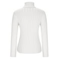 thumbnail image 5 of Homenesgenics Womens Tops under $5 Fleece Warm Women Solid Long Sleeve Pullove TurtleNeck-Neck Casual Sweater Tops White S, 5 of 8