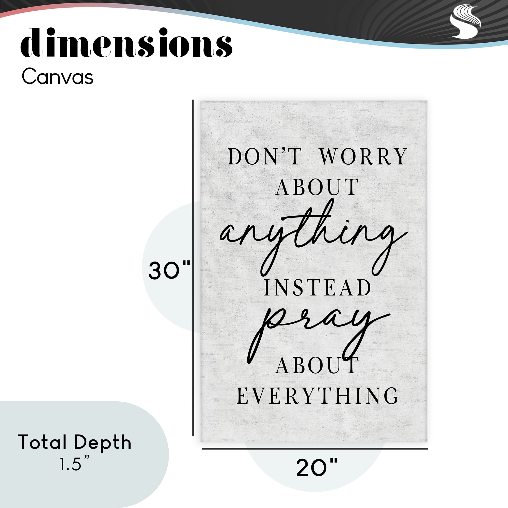 Pray Instead Of Worry Canvas Wall Art, design by Lettered and Lined