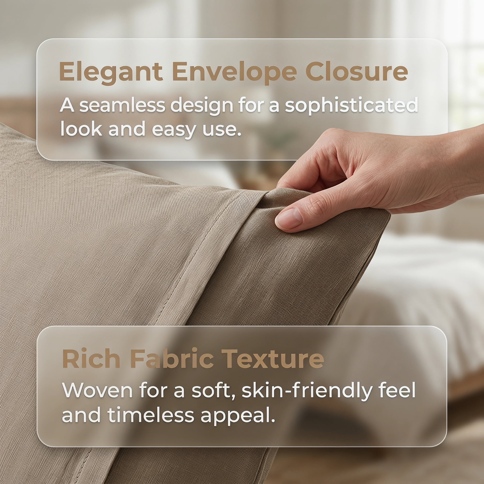Unique Bargains 2 Pack Cotton Pillowcase Smooth Cooling Pillow Cases Envelope Closure Queen Gray - Khaki