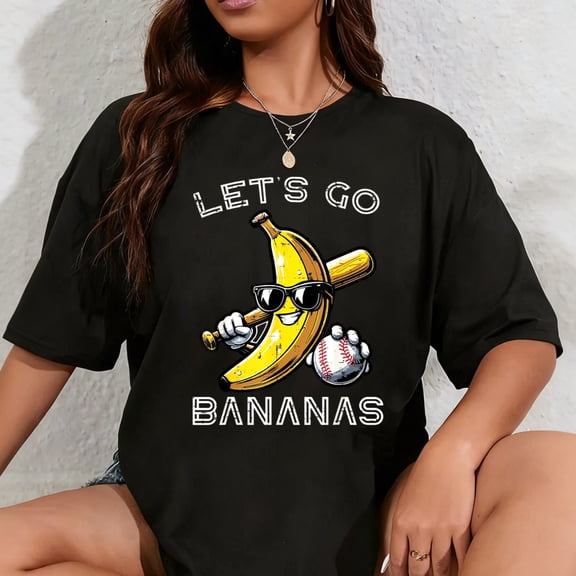 100% Cotton Lets Go Banana Retro Boys Kids Men Youth T-Shirt