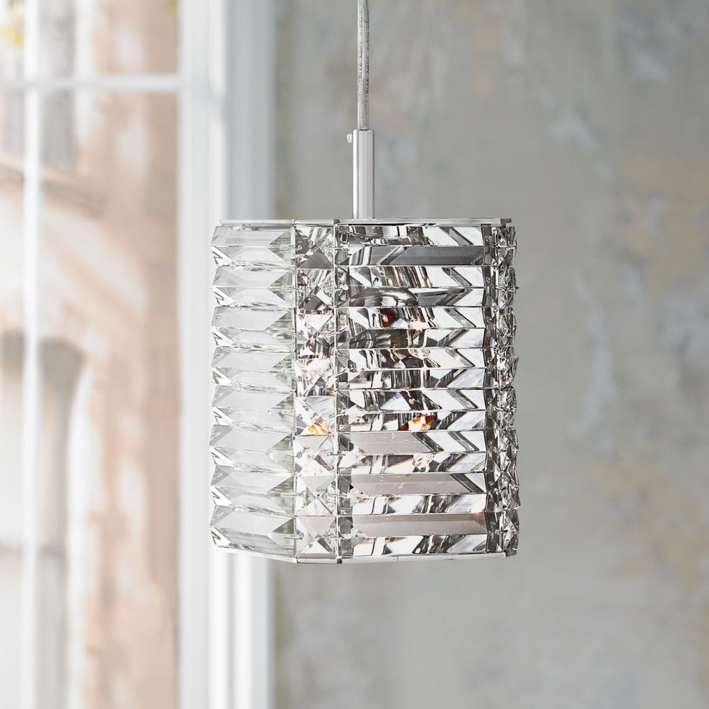 Possini Euro Design Chrome Crystal Mini Pendant Light 6" Wide Modern