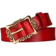thumbnail image 2 of ORUYROP Red Retro Leather Pin Buckle Belt Flower Print Designer Belt for Women, 2 of 6