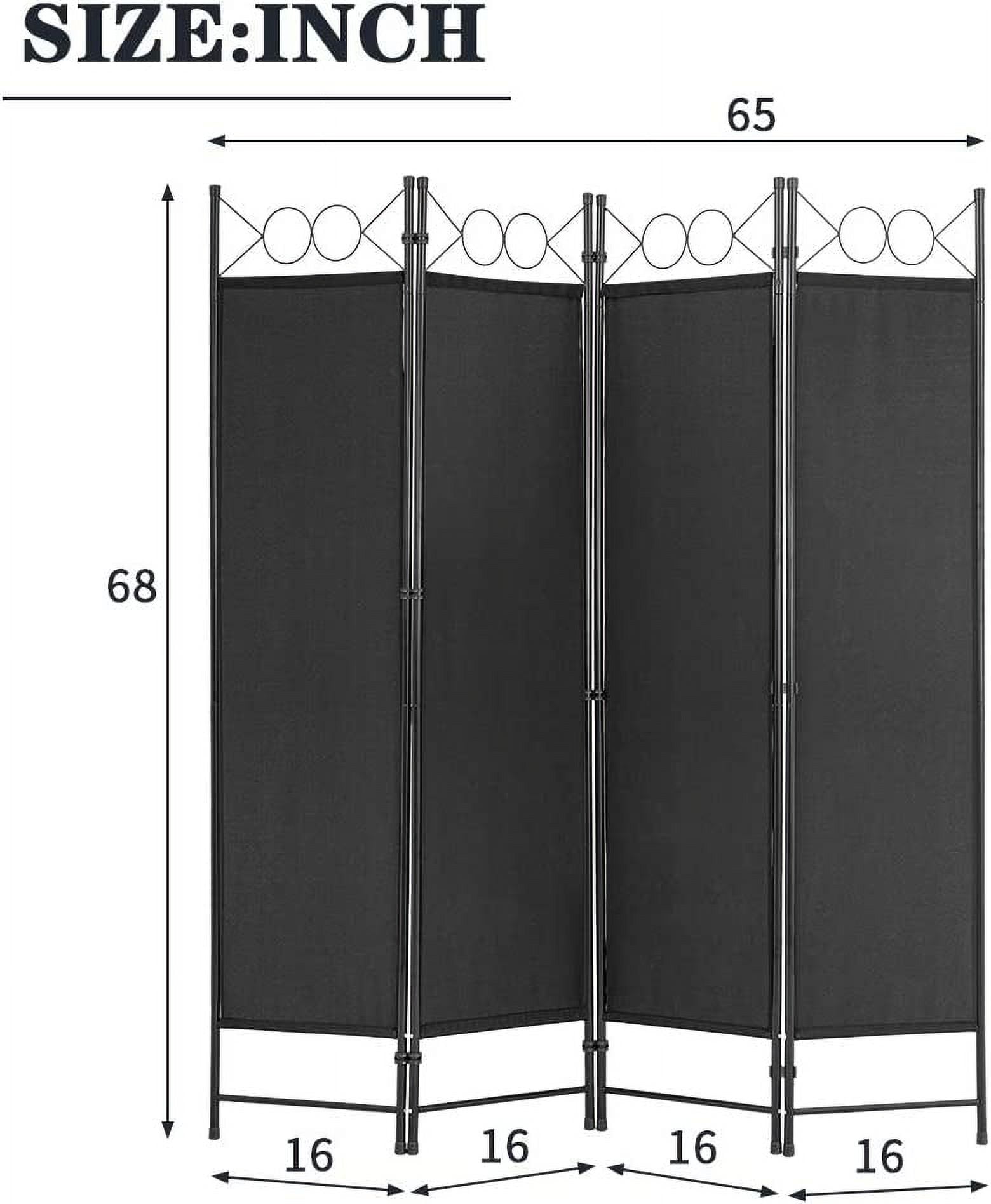 Room Dividers Folding Privacy Screen with 4 Panels Steel Frame Living Room Divider For Living Room,Office Use, Black