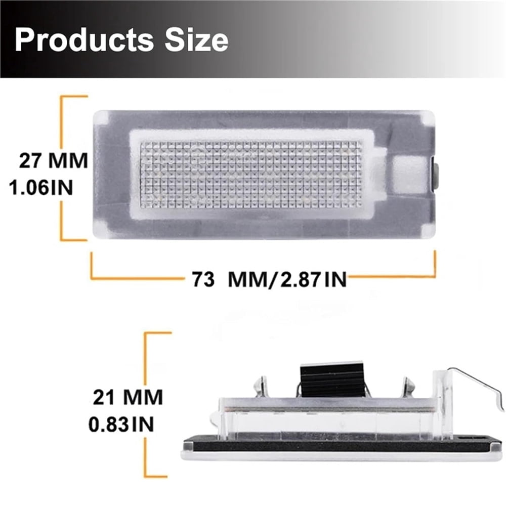Zyutaosan Pair White LED License Plate Lights For Fiat Ducato Bus Box 2006-2020