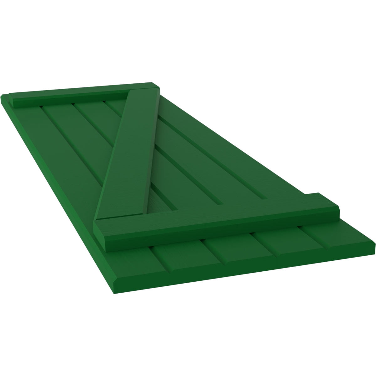 Ekena Millwork 17 1/2"W x 40"H Americraft Five Board (2 Batten) Exterior Real Wood Joined Board-n-Batten Shutters w/ Z-Bar (Per Pair), Viridian Green