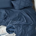 Bedsure King Size Navy Comforter Set 7 Pieces Pintuck Bed in A Bag