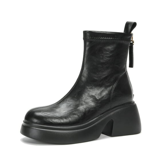 Trendy Retro Chunky Heeled Ankle Boots with Fringe Detail