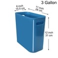 thumbnail image 2 of Youngever 2 Pack 3 Gallon Slim Trash Can, Plastic Garbage Container Bin, Trash Bin with Handles for Home Office, Living Room, Study Room, Kitchen, Bathroom (Teal), 2 of 4
