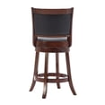 thumbnail image 2 of Round Wooden Swivel Counter Stool with Padded Seat and Back, Cherry Brown - Saltoro Sherpi, 2 of 6