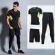 thumbnail image 2 of Traje de fitness para hombre, ropa deportiva para correr, mallas de secado rápido, traje de entrenamiento, traje de fitness de cinco piezas para hombre para gimnasio, 2 of 3
