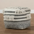 thumbnail image 5 of Bowery Hill Traditional Grey and Ivory Handwoven Cotton Pouf Ottoman, 5 of 6