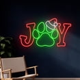thumbnail image 2 of Handmadetneonsign Joy Paw Led Sign, Paw Merry Christmas Neon Sign, Dog Paw Led Light, Cat Paw Neon, 2 of 5