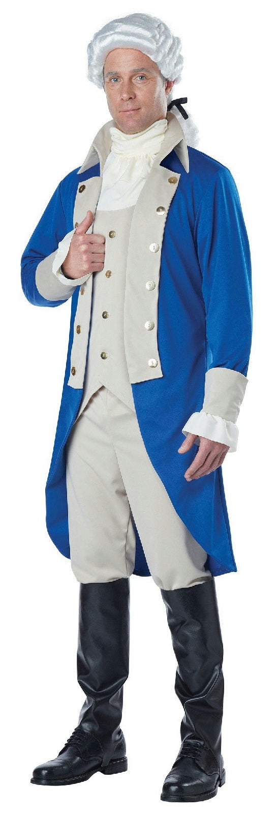 Men/'s Deluxe George Washington Costume President Colonial Man Blue Beige Adult