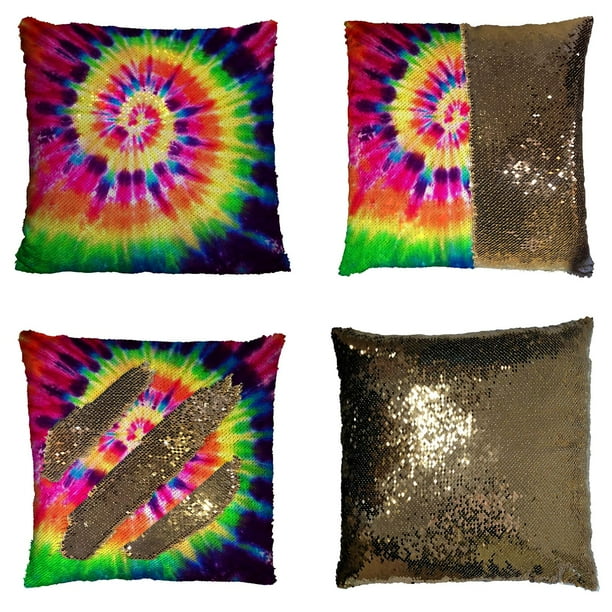 GCKG Colorful Tie Dye Pillowcase,Colorful Tie Dye Reversible Mermaid