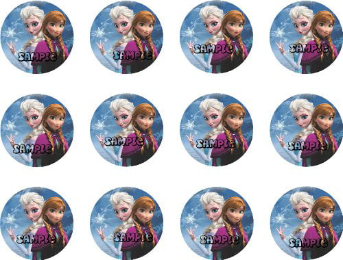 Disney Frozen With Elsa and Anna on 24 x Edible Cup Cake Cupcake Toppers 