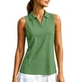 thumbnail image 2 of Women's Sleeveless Golf Tank Tops Collared V Neck Comfortable Breathable Casual Athletic Tennis Shirts Daily Wear Green M, 2 of 9