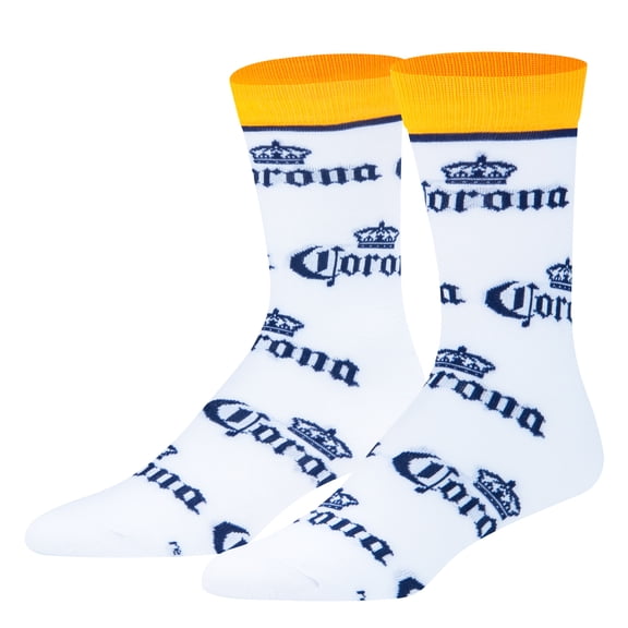 Crazy Socks – Corona Beer Socks – Large – Beach Beer Novelty Crew Socks – Summer Drinking Humor