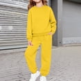 thumbnail image 3 of UACY 2 Piece Sweatsuits for Boys Girls School Athletic Outfit Fall Winter Tracksuit Pullover Sweatshirt (Yellow, 11-12 Years), 3 of 7
