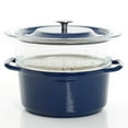 thumbnail image 6 of Kenmore Elite Oak Park 5 Quart Enameled Cast Iron Casserole with Lid and Glass Steamer in Blue, 6 of 8