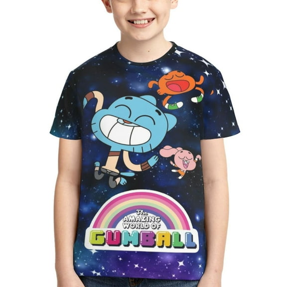 Kids 3D Graphic Amazing World of Gumball T-Shirts, Novelty Shirts Crewneck Short Sleeve Tees for Youth Boys Girls
