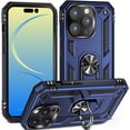thumbnail image 1 of Funda para iPhone 14 Pro, resistente y de cuerpo completo, con soporte de anillo magnético integrado, color azul, 1 of 8