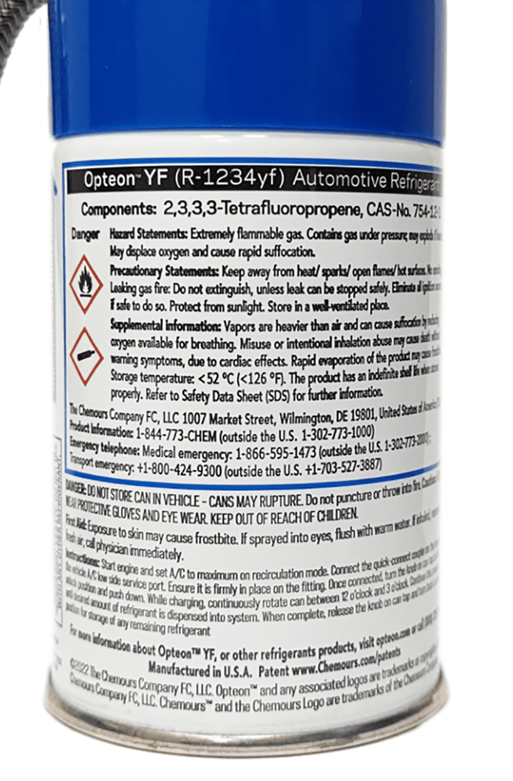 Chemours Opteon R1234yf Refrigerant With Hose 12 Ounce