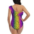 thumbnail image 6 of Yiaed Animal Paw Rainbow Print Women One Piece Swimsuits Tummy Control One Shoulder Bathing Suits Pattern Ruffle Swimwear-Small, 6 of 8