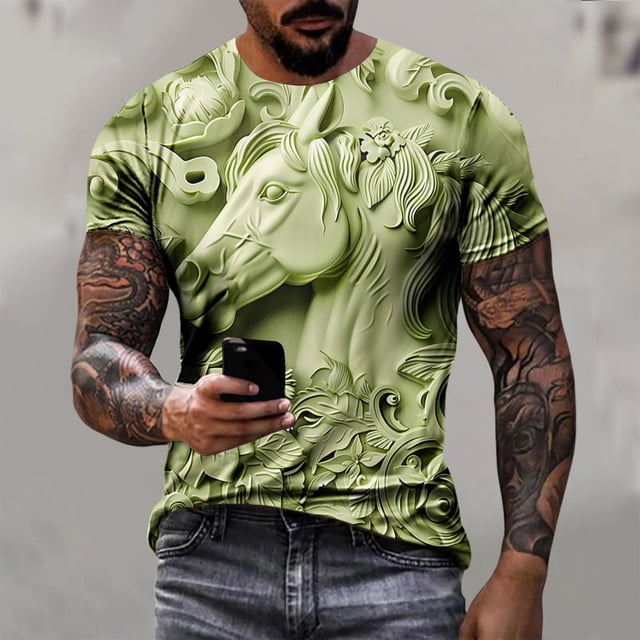 Weiqiqre T-shirt Homme Décontracté avec Imprimé Graphique, Manches Courtes, Col Rond, pour Extérieur, Rue et Vacances