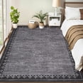 thumbnail image 2 of Garvee 10'x13' Modern Bordered Area Rug Farmhouse Neutral Carpet, Washable Rug Non Slip Soft Rugs for Living Room Bedroom Home Office, Black Gray, 2 of 9