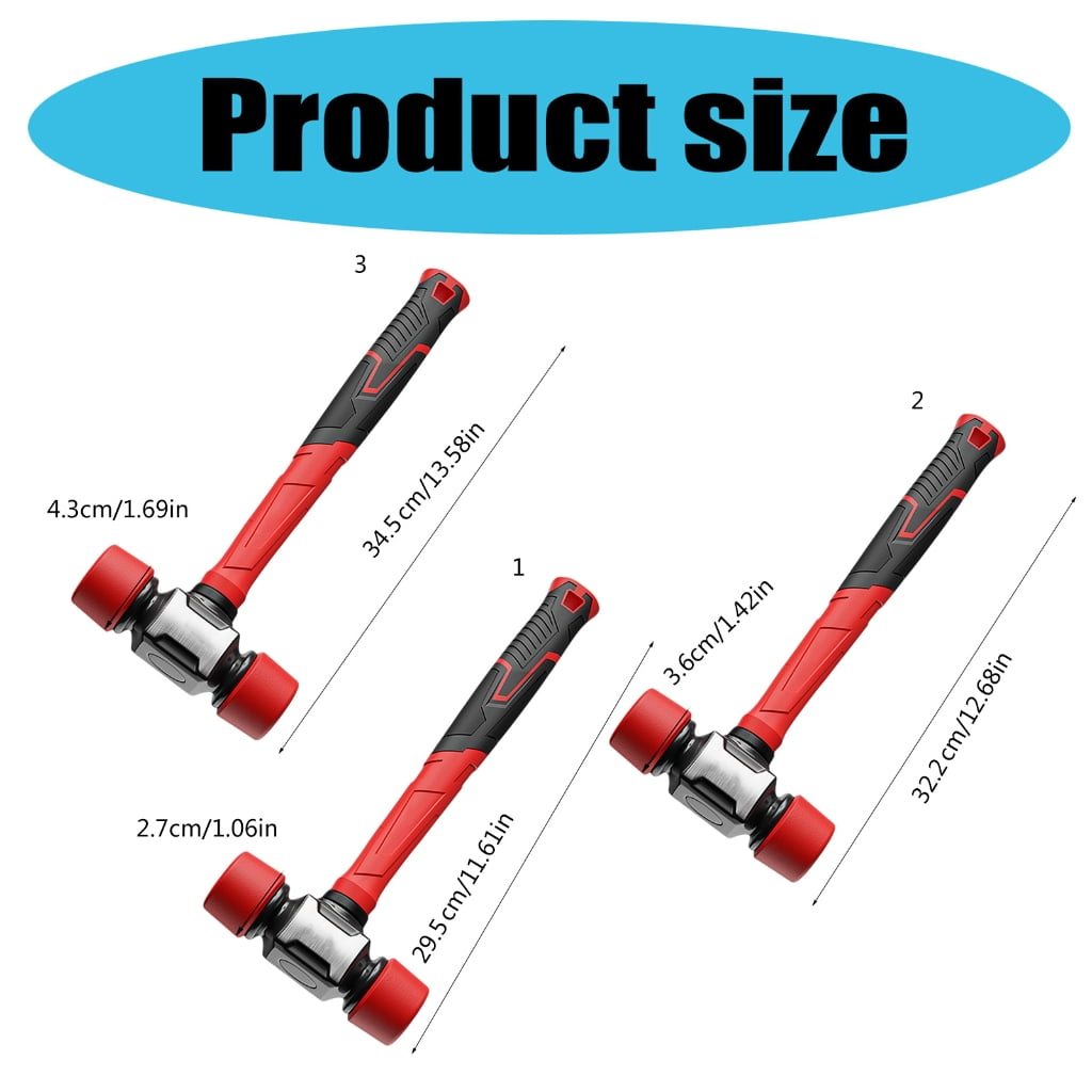 YIGSECU Rubber Mallets Hammer Shock Absorbing Fibre Handle Floor Installation Tool For Camping Tent Stakes And Woodworking
