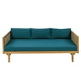 thumbnail image 4 of Harper & Bright Designs Outdoor Wicker 3 Seater Couch, Patio Sofa with Deep Seat, Outdoor Daybed with Cushions for Garden, Light Teal+Teak, 4 of 11