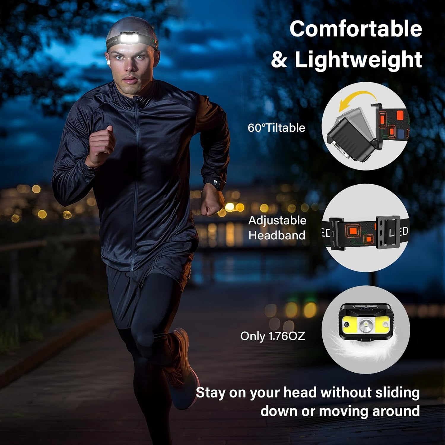 Headlamp Rechargeable, Ultra Bright LED Head Lamp Flashlight with White Red Light, 2 Pack Motion Sensor Waterproof Headlight, 8 Modes Lights for Camping Fishing Running