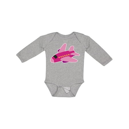 

Inktastic Girls Pink Airplane Pilot Gift Baby Girl Long Sleeve Bodysuit