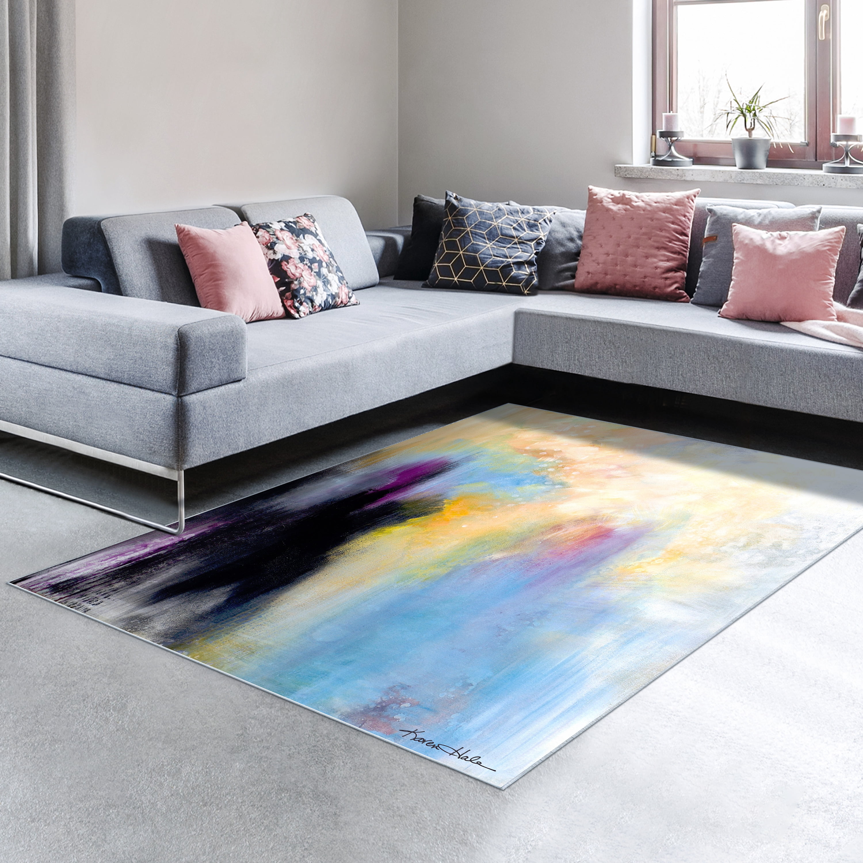 Big Splash Washable Abstract Art Area Rug size 5'x8', Power-loomed, Heavenly Softness with Non-Slipping Backing