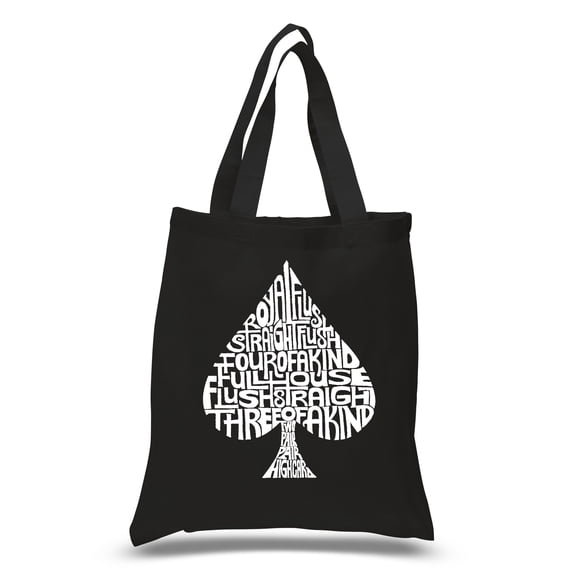 LA Pop Art Small Word Art Tote Bag - ORDER OF WINNING POKER HANDS
