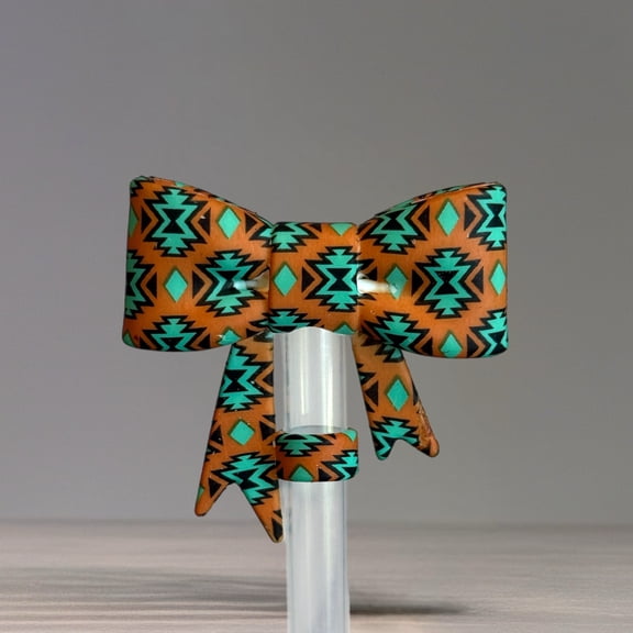 Rust Aztec 3D Bow Straw Topper