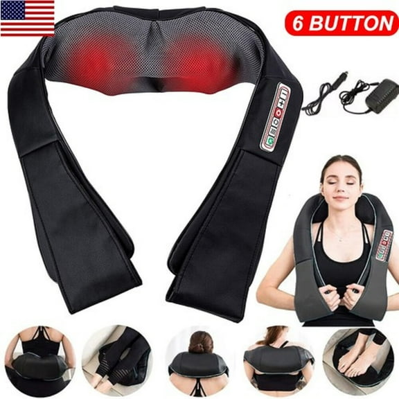 3D Kneading Massage Pillow for Neck Back Shoulder - Deep Tissue Shiatsu with Heat Therapy