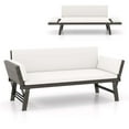 thumbnail image 2 of Costway Outdoor Convertible Sofa Daybed with Adjustable Armrests Removable Cushions White, 2 of 10