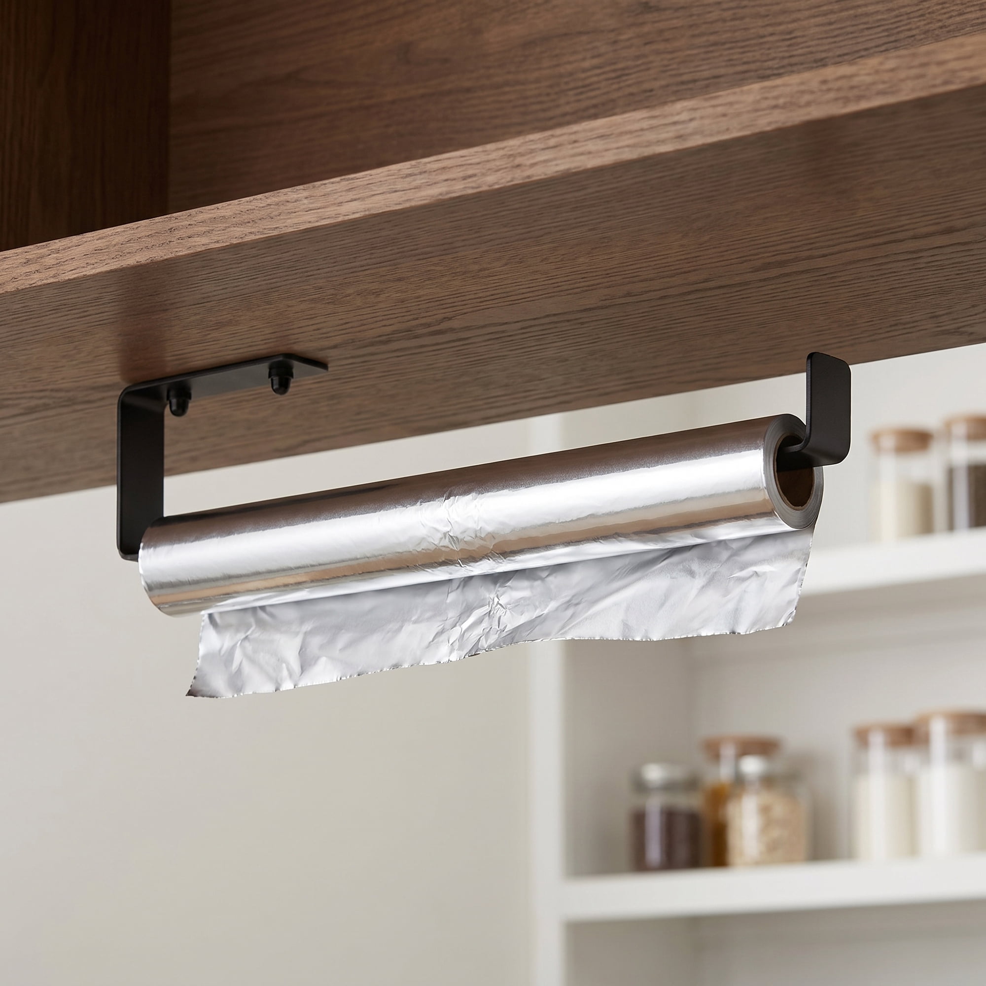 Unique Bargains Stainless Steel Wall Mount Paper Towel Holder Black 4.3x0.8inch