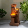 thumbnail image 5 of Teamson Home 3-Tier Outdoor Water Fountain with LED Lights, Brown, 5 of 13