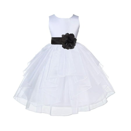 

Ekidsbridal White Black Shimmering Organza Christmas Bridesmaid Recital Easter Holiday Wedding Pageant Communion Princess Birthday Clothing Baptism 4613T size 12-18 month Flower Girl Dress