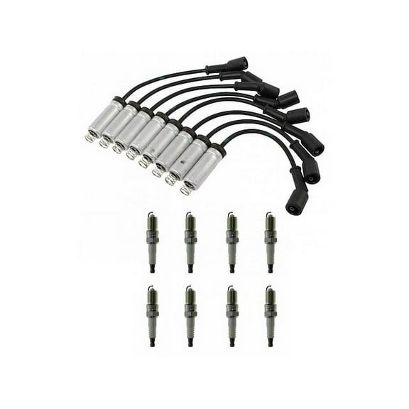 Spark Plug Wire Set with Spark Plugs 9 Piece - Compatible with 2002 - 2006 Chevy Avalanche 1500 2003 2004 2005