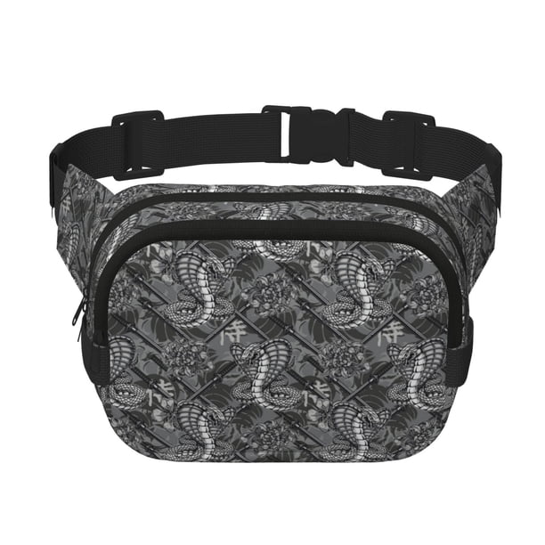Fotbe Snake Cangurera Cuadrada con Estampado de Doble Capa, Bolsa de Cintura Ajustable Mini para Hombres y Mujeres