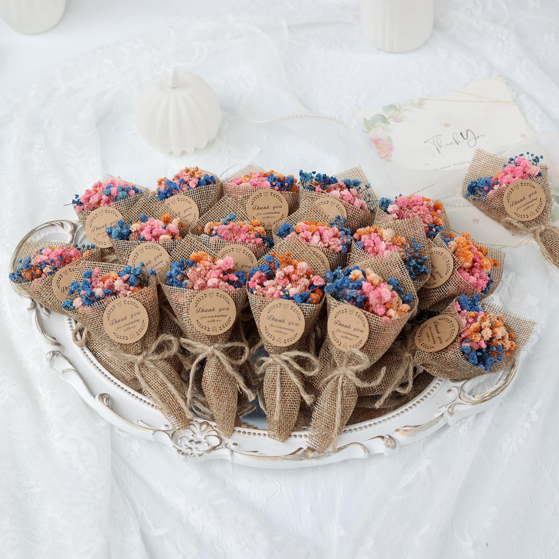 20-piece Set Mini Dried Flowers Bouquet For Wedding Favours Guests  Shower Party Favors Bridal Gifts Baptism. (mixed)