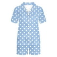 thumbnail image 3 of vdgthytj Womens 2 Piece Pajama Set Printed Short Sleeve Button down Shirts and Shorts Set Sleepwear Pjs, 3 of 7